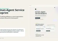 Cover of the Human-Agent Service Blueprint bachelor thesis, featuring a screenshot of the interactive web application.